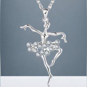 Ballerina Necklace Contemporary Ballet Artsy Sparkling Rhinestone Tutu